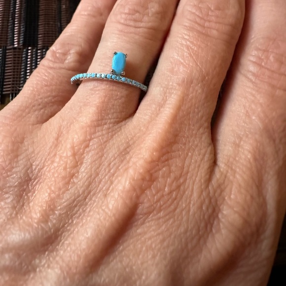 925 Sterling silver Stackable Turquoise Ring Sterling Silver Ring - Picture 2 of 3